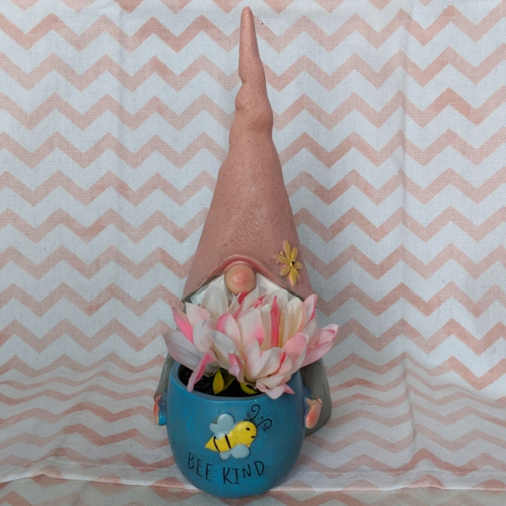 New - Gnome Bee Kind Garden Faux Flower - 8"